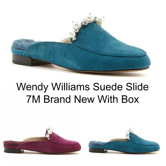 Wendy Williams Shoes - Wendy Williams New Embellished Suede Slides 7M New